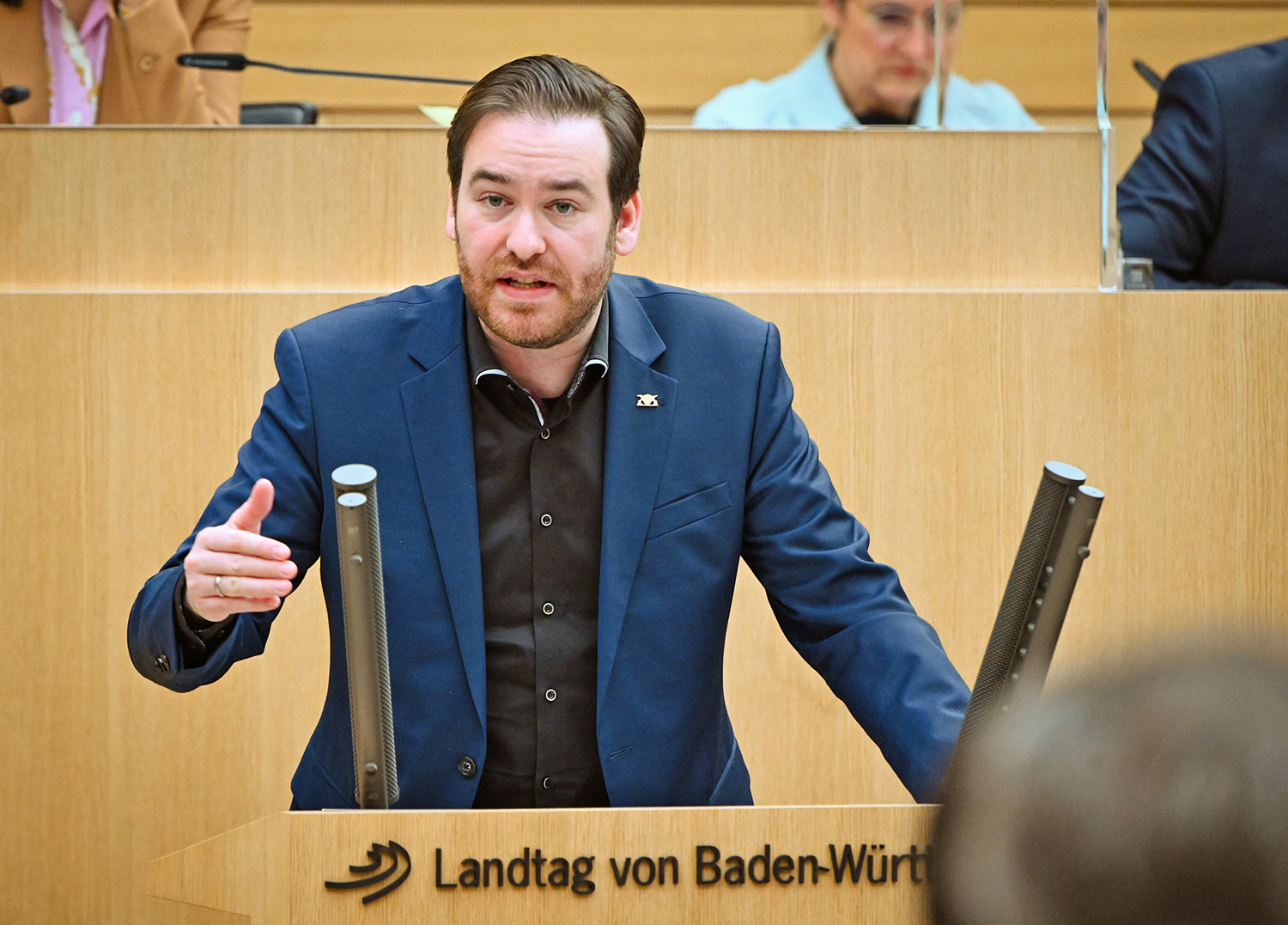 Foto: Der Landtagsabgeordnete Andreas Sturm (CDU) am 02. Februar während seiner Rede im Landtag von Baden-Württemberg.