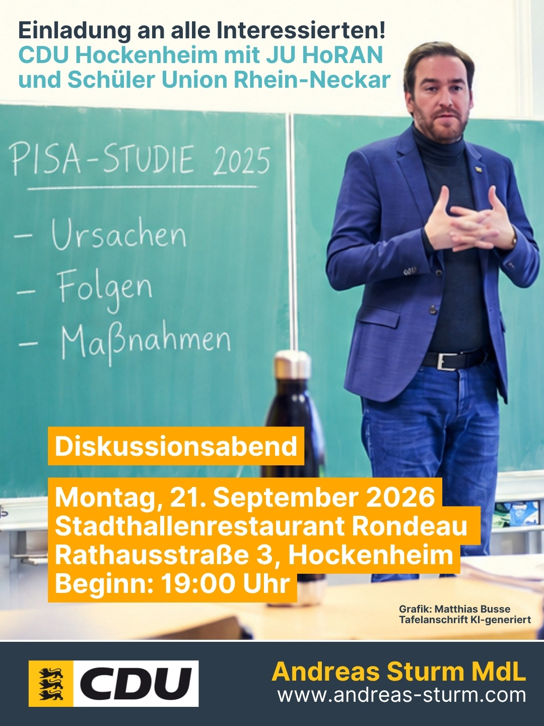 PISA-Studie: Ursachen, Folgen und Ma�nahmen / Sturm spricht bei der CDU Hockenheim / Interessierte herzlich eingeladen. (Grafik: Busse)