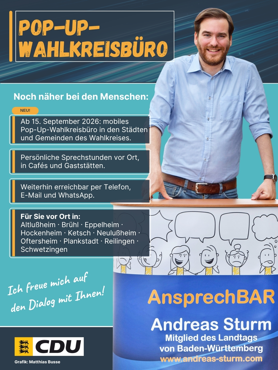Das Wahlkreisb�ro von Andreas Sturm MdL wird mobil! (Grafik: Busse)